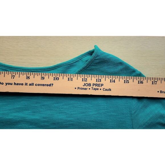 TOP/BLOUSE-COLDWATER CREEK-Turquoise-Roll Tab Sleeves-Pleated Back-Size XL - Picture 11 of 16